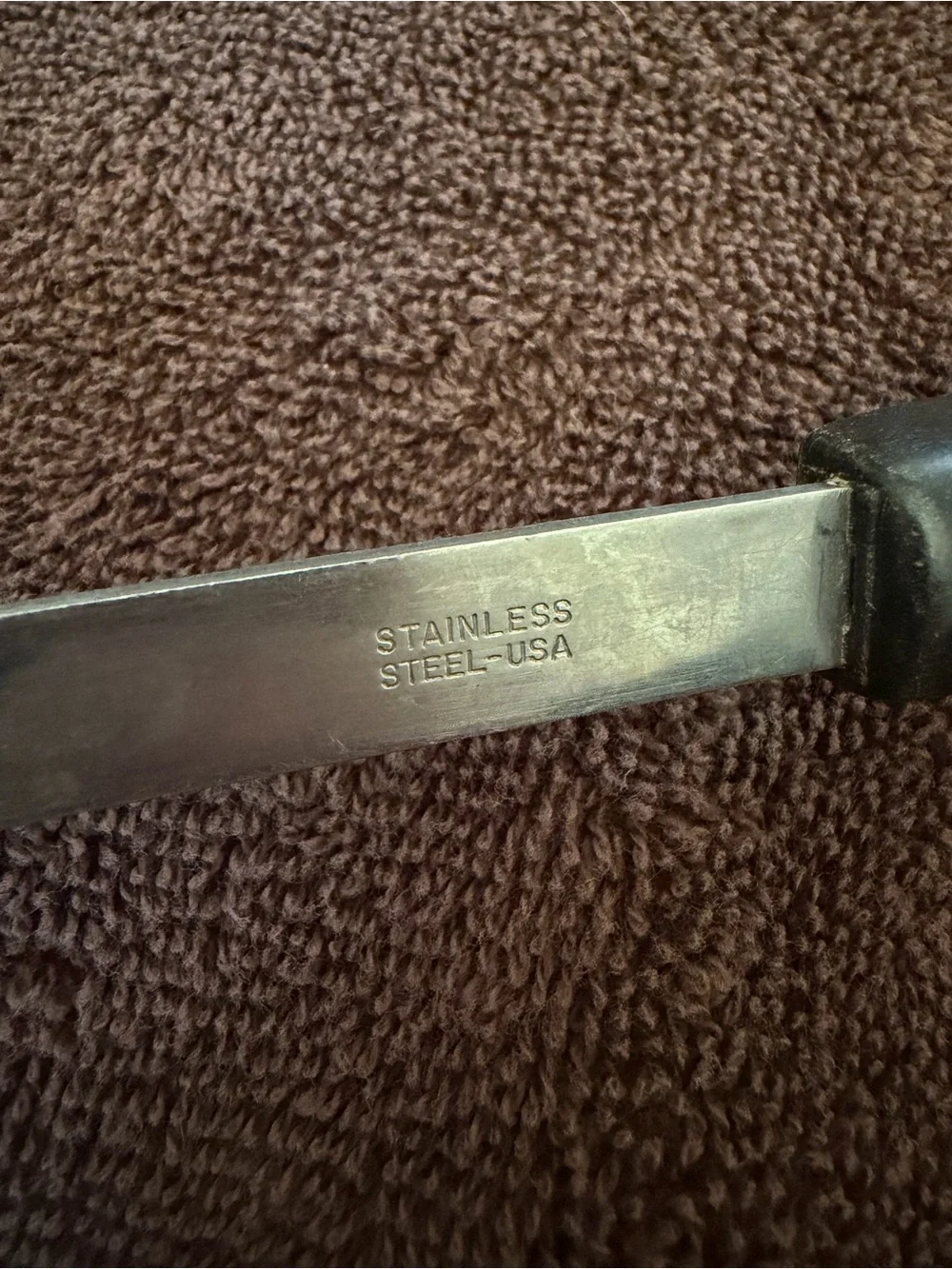 Vintage 1970s Slotted Spatula Turner Stainless Steel USA Floral Vegetable Handle